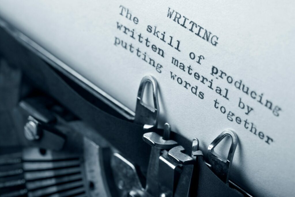 Piece of paper in a typewriter